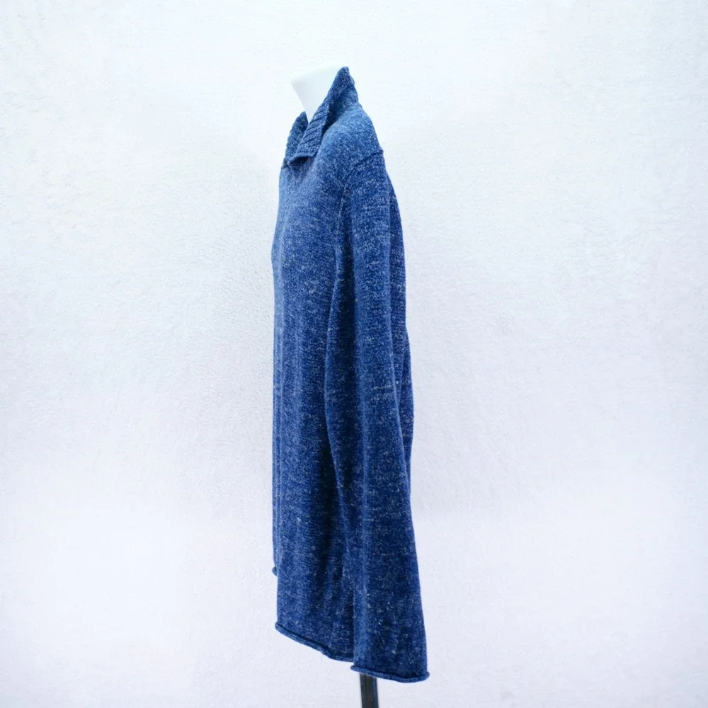 Express -Large- Blue Collared Sweater Acrylic Cotton Linen‎ Made In Italy Knit